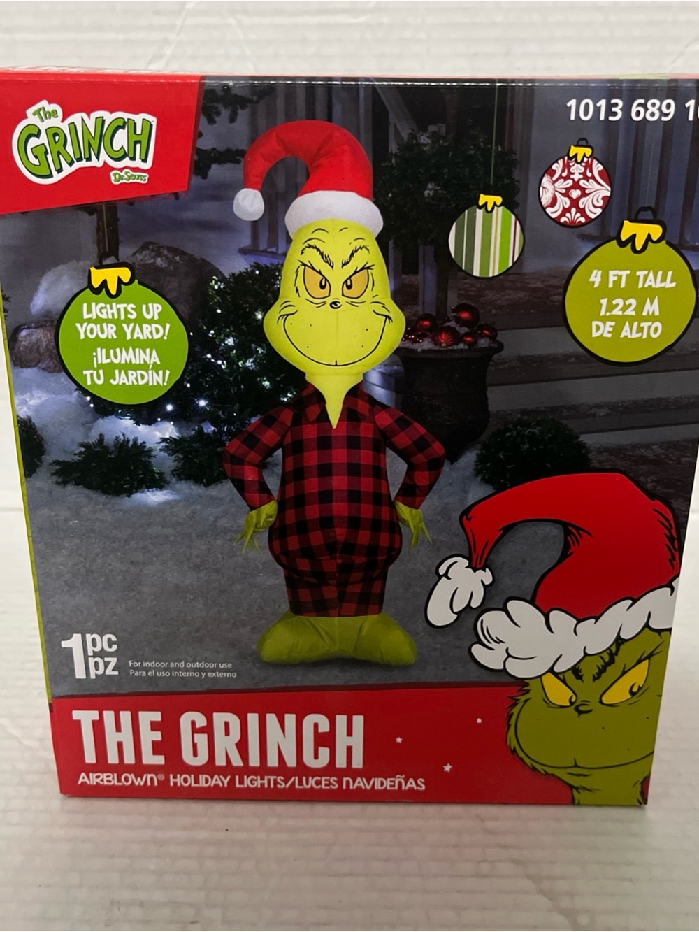 Genmy Dr. Seuss Holiday The Grinch Plaid Pajamas Airblown 4ft New Indoor Outdoor